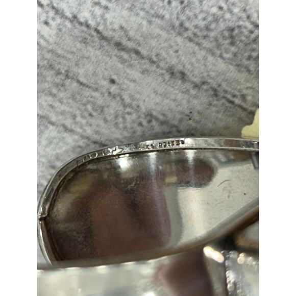 925 Sterling Silver Taxco Wide Cuff Bracelet Turquoise Rectangular Stone Vintage - Picture 5 of 9